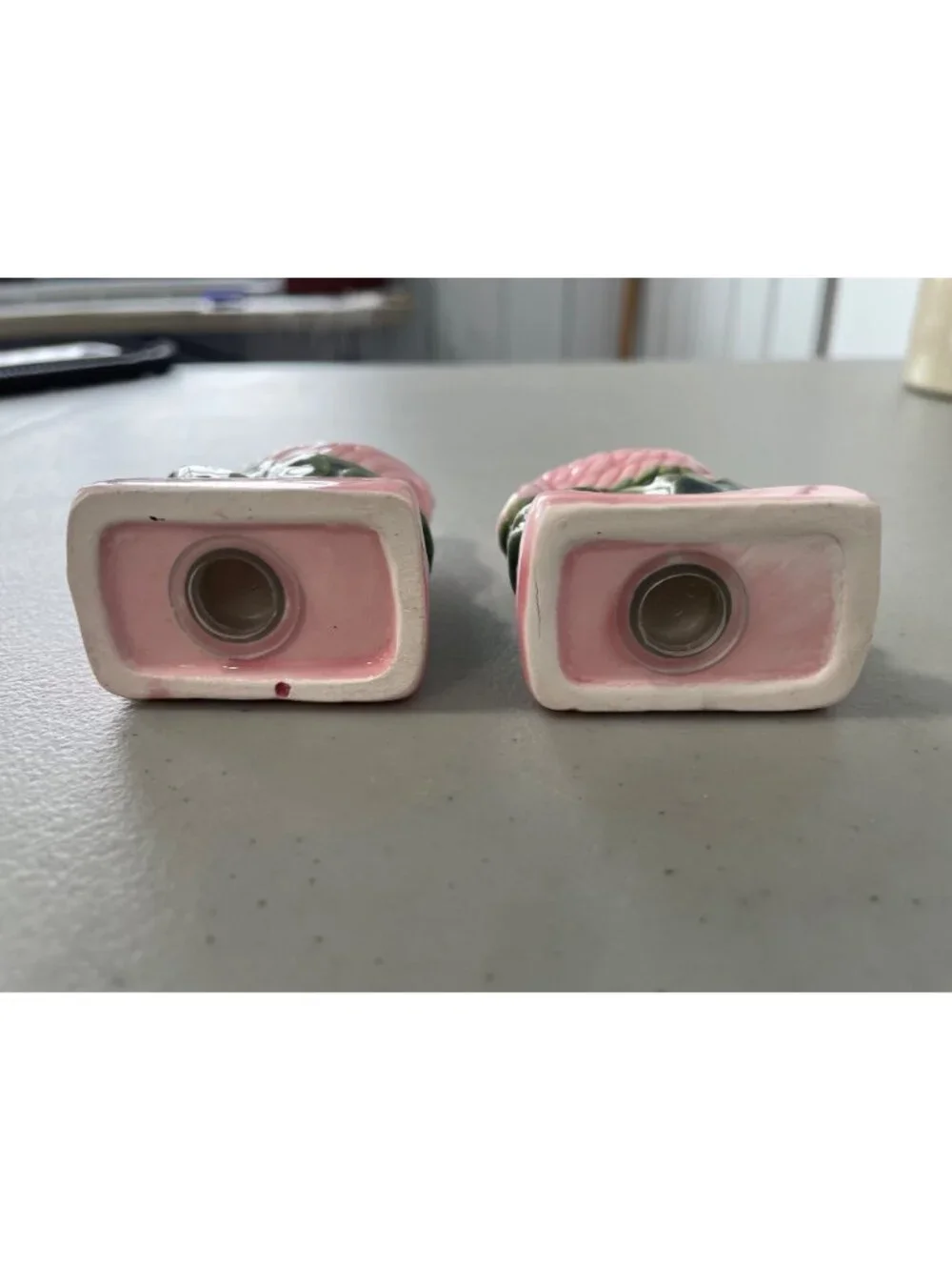 Vintage Pink Flamingo Ceramic Salt & Pepper Shaker Set Hand Painted Palm Beach